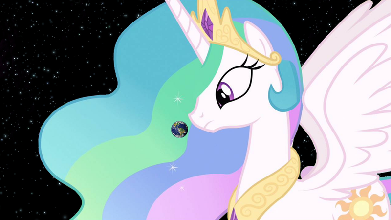 Size: 1500x844 | Tagged: safe, derpibooru import, princess celestia, pony, earth, giant pony, giantess, giantlestia, macro, mega celestia, pony bigger than a planet, solo, space