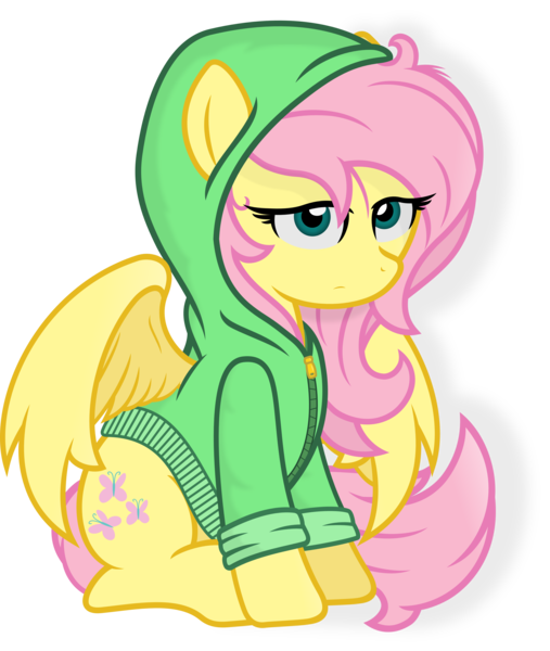 Size: 4000x4732 | Tagged: absurd resolution, artist:godoffury, clothes, derpibooru import, fluttershy, hoodie, hug life, safe, simple background, solo, .svg available, transparent background, vector