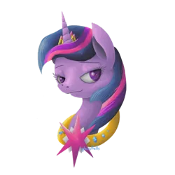 Size: 894x894 | Tagged: safe, artist:glacialfalls, derpibooru import, twilight sparkle, twilight sparkle (alicorn), alicorn, pony, bust, colored pupils, crown, female, mare, simple background, solo, transparent background