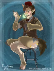 Size: 1600x2118 | Tagged: artist:ferret-badger, artist:sedgewood, character to character, crossover, derpibooru import, doctor who, doctor whooves, eleventh doctor, human to pony, male, safe, time turner, transformation