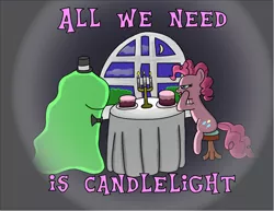 Size: 1652x1277 | Tagged: 150ppi, artist:saburodaimando, cake, candlelight, make new friends but keep discord, moon, pinkie pie, romantic, safe, smooze, smoozepie