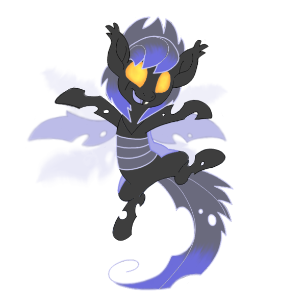 Size: 640x640 | Tagged: artist:divergentassailant, blue changeling, changeling, derpibooru import, jumping, oc, oc:deft serenity, safe, scar, simple background, smiling, solo, transparent background, unofficial characters only
