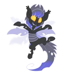 Size: 640x640 | Tagged: artist:divergentassailant, blue changeling, changeling, derpibooru import, jumping, oc, oc:deft serenity, safe, scar, simple background, smiling, solo, transparent background, unofficial characters only