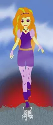 Size: 1700x3980 | Tagged: safe, artist:final7darkness, derpibooru import, adagio dazzle, equestria girls, rainbow rocks, amulet, city, clothes, destruction, evil grin, giantess, macro, necklace, request, requested art, this will end in death