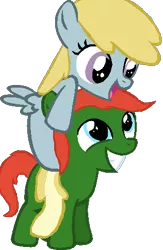 Size: 316x485 | Tagged: chirpabetes, chirpy hooves, cute, hug, oc, oc:spartanninjadragon, ponies riding ponies, safe, younger