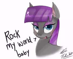 Size: 472x386 | Tagged: safe, artist:mrscurlystyles, artist:tsitra360, derpibooru import, maud pie, earth pony, pony, cheek fluff, cute, dialogue, ear fluff, female, mare, pun, rock, smiling, solo, that pony sure does love rocks, when she smiles