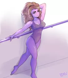 Size: 1050x1200 | Tagged: suggestive, artist:drbdnv, derpibooru import, adagio dazzle, human, equestria girls, rainbow rocks, armpits, ballet, barre, breasts, cleavage, clothes, feet, female, humanized, leotard, pantyhose, solo, tights