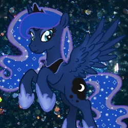 Size: 350x350 | Tagged: safe, artist:cakefluff, derpibooru import, princess luna, alicorn, pony, female, looking at you, mare, smiling, solo