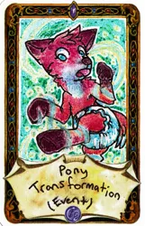 Size: 641x998 | Tagged: artist:mindmusic, babyfur, card, card game, cub, diaper, foal, fox, once upon a nursery, once upon a time, red fox, safe, transformation
