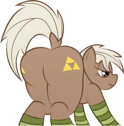 Size: 5006x5070 | Tagged: suggestive, artist:plone, derpibooru import, ponified, earth pony, pony, absurd resolution, clothes, epona, female, mare, plot, presenting, scrunchy face, socks, striped socks, the legend of zelda