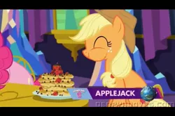 Size: 960x640 | Tagged: applejack, castle sweet castle, derpibooru import, pancakes, pinkie pie, safe, screencap, strawberry