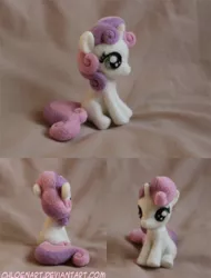 Size: 850x1120 | Tagged: artist:chloenart, craft, felt, needle felted, safe, sitting, sweetie belle