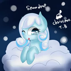 Size: 3000x3000 | Tagged: artist:korchristmas, cloud, derpibooru import, oc, oc:snowdrop, safe, unofficial characters only, wink