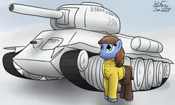 Size: 2012x1209 | Tagged: artist:the-furry-railfan, clothes, derpibooru import, fallout equestria, fallout equestria: occupational hazards, oc, oc:rolling tracks, russian, safe, snow, t-34, tank (vehicle), unofficial characters only
