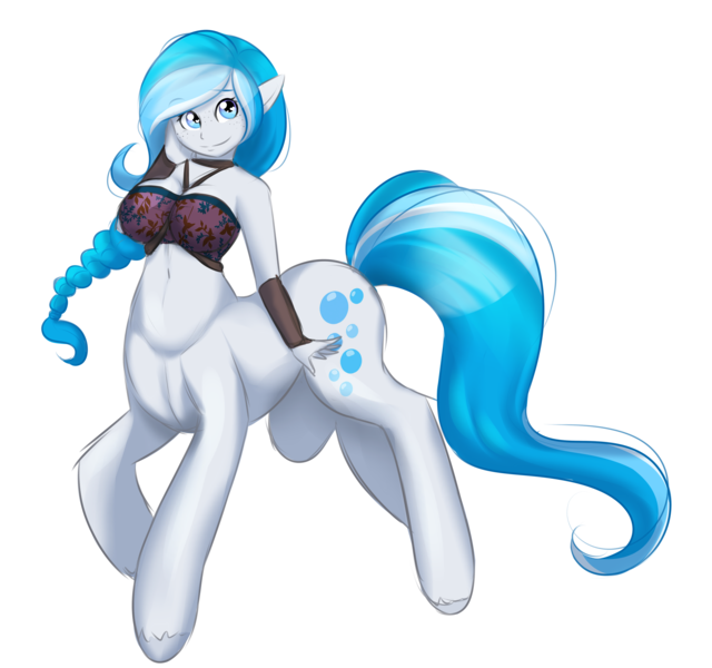 Size: 3199x3000 | Tagged: anthro centaur, artist:askbubblelee, centaur, derpibooru import, female, high res, oc, oc:bubble lee, ponytaur, simple background, solo, solo female, suggestive, taur, transparent background, unofficial characters only