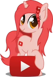 Size: 2500x3616 | Tagged: artist:alterhouse, derpibooru import, oc, oc:youtube, ponified, safe, simple background, solo, transparent background, unofficial characters only, vector, youtube