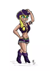 Size: 1024x1451 | Tagged: applejack, artist:faroth, belly button, boots, cosplay, cowboy hat, derpibooru import, hat, ms. all sunday, nico robin, one piece, pinup, pose, sexy, suggestive
