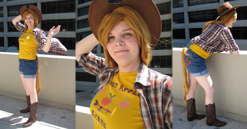 Size: 1280x670 | Tagged: safe, artist:tempestfae, derpibooru import, applejack, human, cosplay, irl, irl human, photo