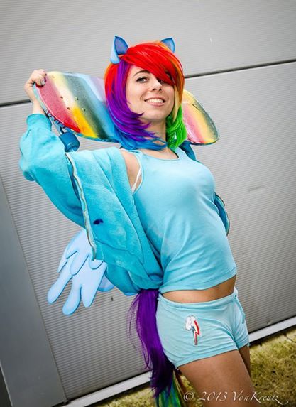 Size: 417x573 | Tagged: artist:glitterhellraiser, cosplay, derpibooru import, human, irl, irl human, photo, rainbow dash, safe