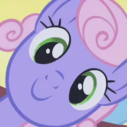 Size: 336x336 | Tagged: safe, derpibooru import, screencap, swirly cotton, pony, winter wrap up, background pony, c:, female, looking at you, mare, smiling, solo
