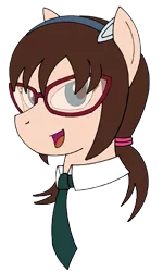 Size: 333x555 | Tagged: artist:combatkaiser, crossover, derpibooru import, glasses, hairband, headband, makinami mari illustrious, necktie, neon genesis evangelion, pigtails, ponified, safe, simple background, transparent background