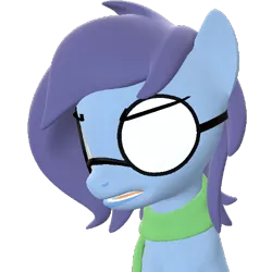 Size: 500x500 | Tagged: safe, artist:camchao, derpibooru import, oc, oc:aural harmony, unofficial characters only, earth pony, pony, 3d, ambiguous gender, annoyed, clothes, eyebrows, female, glasses, mare, opaque lenses, scarf, simple background, solo, source filmmaker, transparent, transparent background