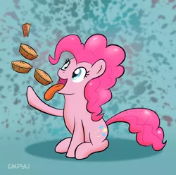 Size: 1000x990 | Tagged: artist:empyu, derpibooru import, pi, pie, pinkie pie, pun, safe, solo, that pony sure does love pies