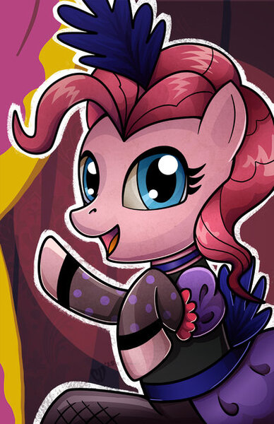 Size: 400x618 | Tagged: artist:christadoodles, clothes, derpibooru import, dress, looking at you, pinkie pie, safe, saloon dress, saloon pinkie, solo