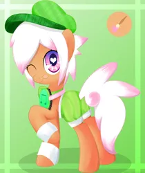Size: 3226x3840 | Tagged: safe, artist:an-m, artist:konce11, derpibooru import, oc, oc:berety orange, unofficial characters only, hat, heart eyes, solo, tongue out, wingding eyes