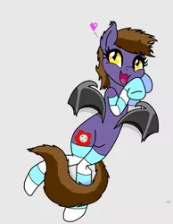 Size: 569x734 | Tagged: safe, artist:armageddin, artist:storyofmybases, derpibooru import, oc, oc:crimson moon, unofficial characters only, bat pony, pony, clothes, cute, smiling, socks, solo, striped socks