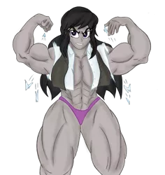 Size: 831x880 | Tagged: suggestive, artist:pandatarius, derpibooru import, octavia melody, equestria girls, abs, clothes, female, flexing, grin, muscle expansion, muscles, octveinia, overdeveloped muscles, panties, smirk, solo, solo female, underwear