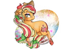 Size: 1024x683 | Tagged: applejack, artist:sofilut, derpibooru import, rainbow power, safe, simple background, solo, transparent background