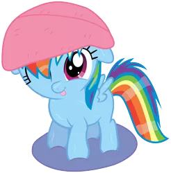 Size: 6000x6089 | Tagged: safe, artist:chubble-munch, derpibooru import, rainbow dash, absurd resolution, cute, daaaaaaaaaaaw, dashabetes, filly, filly rainbow dash, simple background, smiling, solo, tongue out, towel, towel on head, transparent background, vector