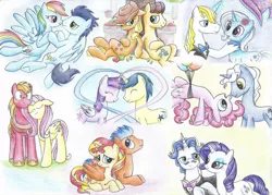 Size: 1024x732 | Tagged: safe, artist:islamilenaria, derpibooru import, applejack, big macintosh, caramel, comet tail, flash sentry, fluttershy, pinkie pie, pokey pierce, prince blueblood, rainbow dash, rarity, soarin', sunset shimmer, trixie, twilight sparkle, twilight sparkle (alicorn), alicorn, pony, :o, bedroom eyes, bluetrix, carajack, cometlight, cuddling, cute, eye contact, eyes closed, female, flashimmer, floppy ears, flower, flower in hair, fluttermac, flying, holding hooves, horns are touching, hug, magic, male, mare, nuzzling, old cutie mark, open mouth, pokeypie, prone, raripants, shipping, sitting, smiling, snuggling, soarindash, spread wings, straight, upside down, wide eyes, winghug