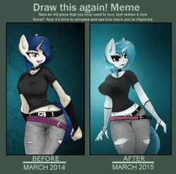 Size: 784x774 | Tagged: anthro, artist:ninjapony, collar, derpibooru import, draw this again, solo, suggestive, vinyl scratch