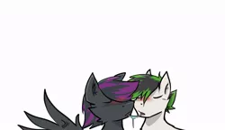 Size: 821x474 | Tagged: artist:arrwulf, blushing, derpibooru import, drool, drool string, duo, eyes closed, gay, kissing, male, oc, oc:rome silvanus, oc:trance sequence, sloppy kissing, suggestive, unofficial characters only, wingboner