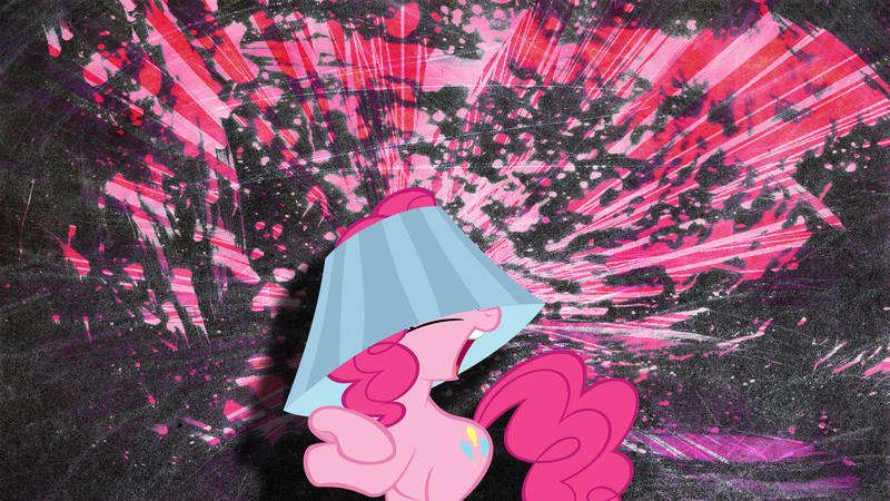 Size: 1920x1080 | Tagged: safe, artist:alca7raz, artist:originalcanadian, derpibooru import, pinkie pie, earth pony, pony, dancing, female, lampshade, mare, solo, vector, wallpaper