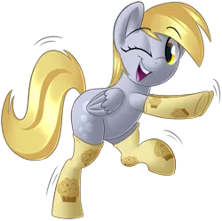 Size: 1530x1526 | Tagged: safe, artist:january3rd, derpibooru import, derpy hooves, pony, bipedal, clothes, cute, derpabetes, rearing, simple background, socks, solo, transparent background, wink