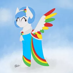 Size: 1000x1000 | Tagged: artist:shellythewolf1, browser ponies, clothes, derpibooru import, dress, google chrome, happy, oc, oc:google chrome, ponified, safe, solo, unofficial characters only