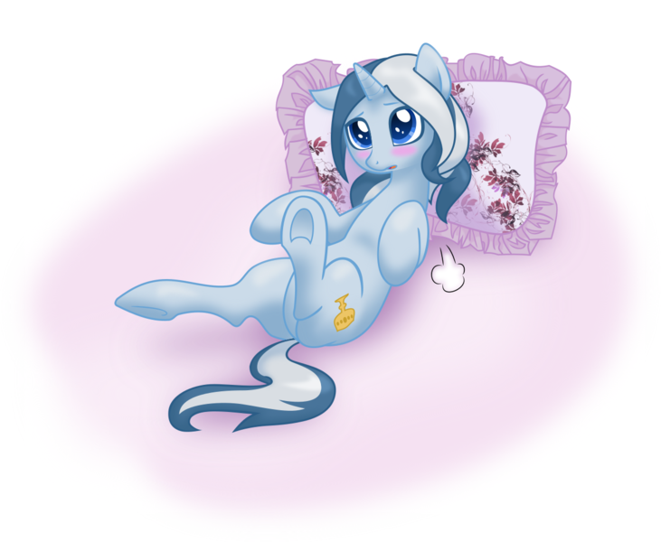 Size: 1219x1000 | Tagged: suggestive, artist:saby, derpibooru import, oc, oc:splendence, unofficial characters only, pony, unicorn, :o, bed, blushing, cute, femboy, looking up, male, on back, open mouth, pillow, pomf, shy, simple background, solo, solo male, species swap, trap, underhoof, vector, what are we gonna do on the bed?, white background