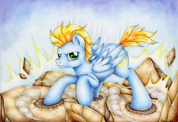 Size: 3490x2400 | Tagged: safe, artist:evomanaphy, derpibooru import, oc, oc:skybolt, unofficial characters only, pegasus, pony, colored pencil drawing, solo, traditional art