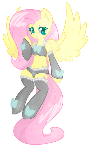 Size: 893x1440 | Tagged: suggestive, artist:london13ridges, derpibooru import, fluttershy, anthro, arm hooves, belly button, blush sticker, blushing, bowtie, bra, breasts, clothes, crop top bra, female, fluffy underwear, flying, gray underwear, heart eyes, image, leg warmers, lingerie, open mouth, panties, png, ribbon, shiny mane, shiny tail, simple background, solo, solo female, sparkles, sparkly clothes, sparkly mane, sparkly tail, spread wings, stockings, thigh highs, transparent background, underwear, wingding eyes, wings