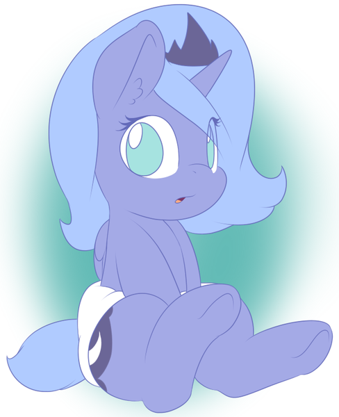 Size: 650x800 | Tagged: safe, artist:lamia, derpibooru import, princess luna, alicorn, pony, baby, baby pony, cute, diaper, filly, foal, looking at you, lunabetes, solo, woona