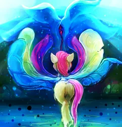 Size: 4824x5000 | Tagged: absurd resolution, artist:sharpieboss, butterfly wings, derpibooru import, featureless crotch, flower, fluttershy, solo, suggestive, surreal, water, when you see it, yonic