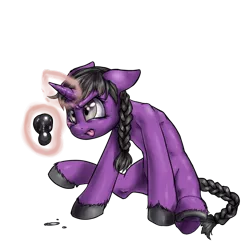 Size: 900x900 | Tagged: safe, artist:aphexangel, derpibooru import, oc, unofficial characters only, pony, unicorn, clothes, concentrating, horseshoes, levitation, magic, solo, tongue out, unshorn fetlocks