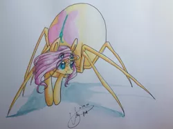 Size: 960x717 | Tagged: artist:ebonytails, comic:children of everfree, derpibooru import, drider, fluttershy, monster pony, original species, safe, species swap, spider, spiderpony, spidershy, traditional art