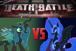 Size: 450x300 | Tagged: death battle, derpibooru import, exploitable meme, meme, nightmare moon, queen chrysalis, safe