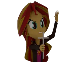 Size: 1280x1080 | Tagged: safe, artist:creatorofpony, derpibooru import, sunset shimmer, equestria girls, /mlp/, 3d, 3d model, blender, christian sunset shimmer, christianity, clothes, cross, crucifix, frown, jacket, religion, shirt, simple background, solo, the power of christ compels you, transparent background
