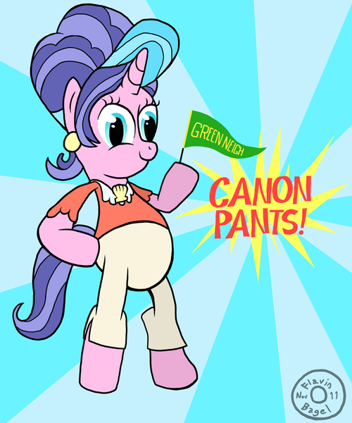 Size: 1000x1200 | Tagged: safe, artist:flavinbagel, derpibooru import, cookie crumbles, pony, bipedal, clothes, pants, solo