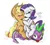 Size: 1109x1005 | Tagged: safe, artist:danmakuman, derpibooru import, applejack, rarity, spike, dragon, earth pony, pony, unicorn, applejack's hat, applespike, ballgag, blushing, bondage, commission, cowboy hat, eyes closed, female, femdom, floppy ears, gag, hat, humiliation, image, kissing, lesbian, looking at you, male, malesub, mare, on top, png, prone, raridom, rarijack, rope, shipping, simple background, sitting, sitting on person, sparijack, sparity, straight, submissive, sweat, white background